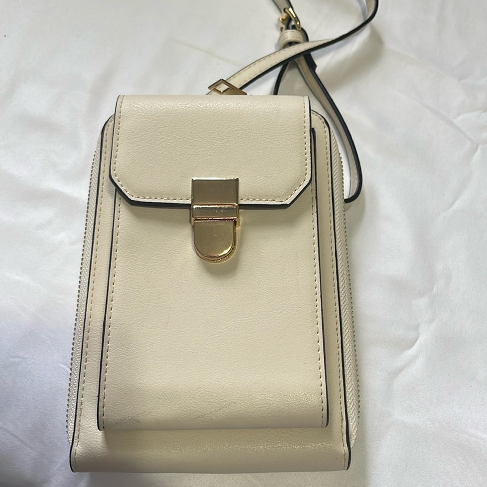 Cream wallet with strap